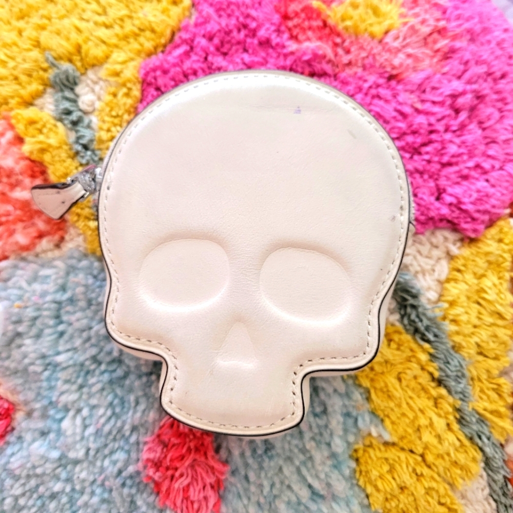 Coach Leather Skull Coin Purse in Bone